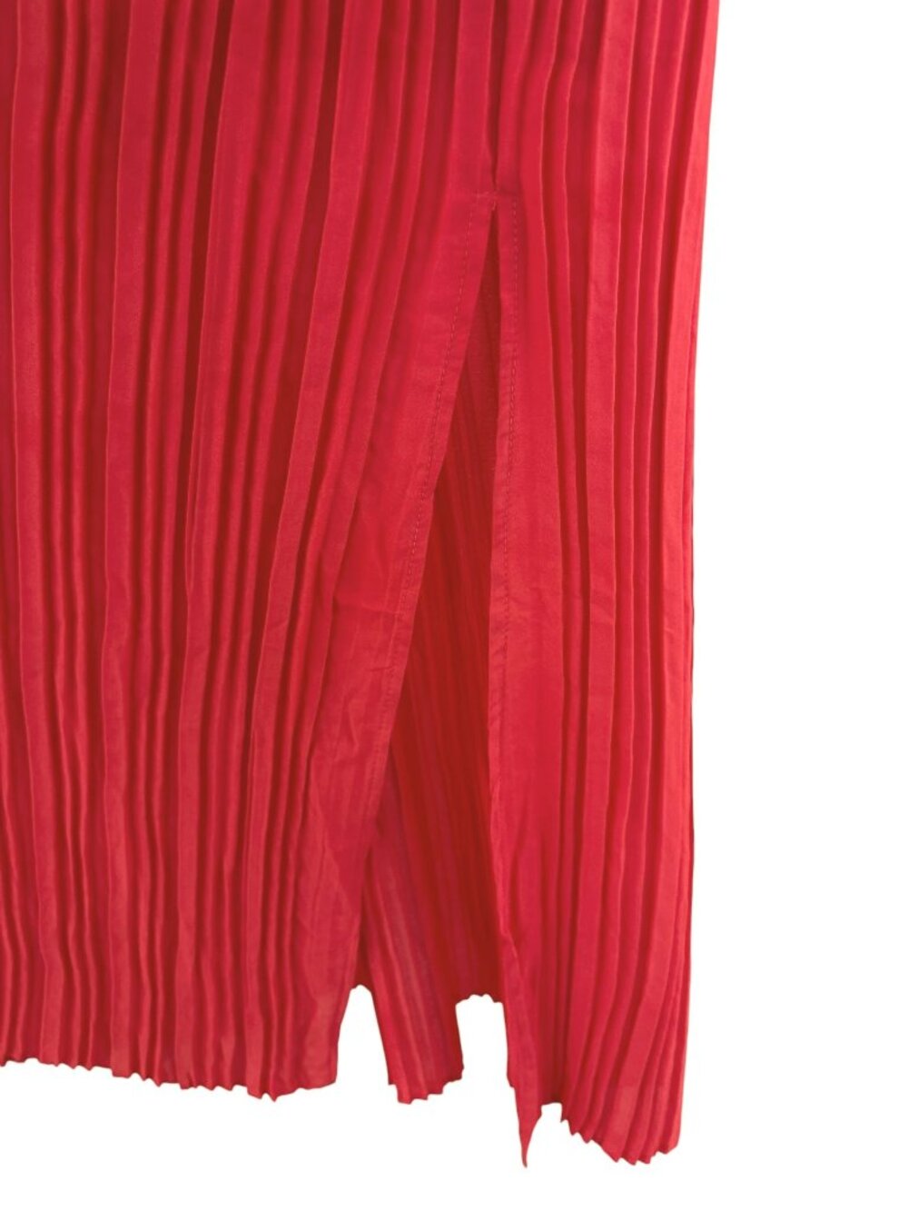 Nasty Gal Red-Orange Ruffle Plunging Pleated Midi Maxi Dress Size 4 Wedding - Picture 6 of 11